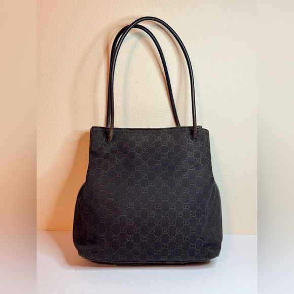 GUCCI GG Monogram Canvas Tote Bag Brown Vintage - Picture 1 of 11